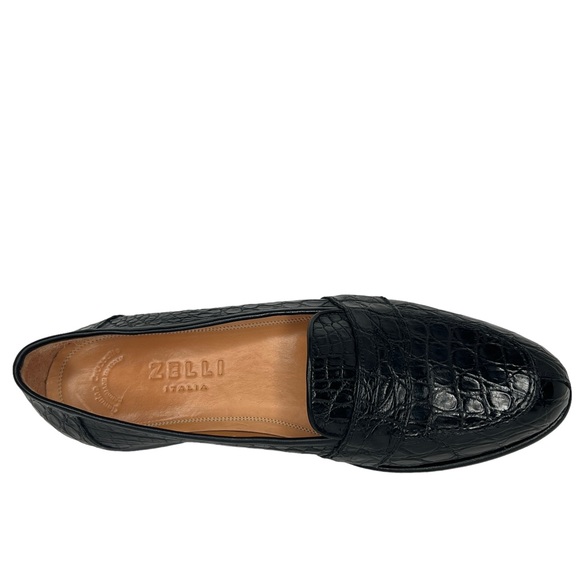 Zelli Italia Black Nic Roma Genuine Crocodile Leather Penny Loafers Size 12M - Picture 6 of 17